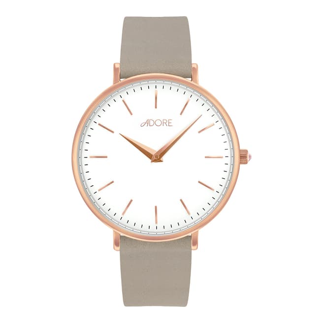 Adore by Swarovski® Grey Rose Gold Plated Signature Leather Watch 33mm