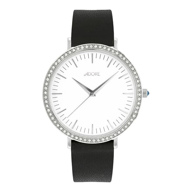 Adore by Swarovski® White Brilliance Leather Watch 38mm