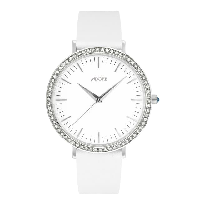 Adore by Swarovski® White Brilliance Leather Watch 38mm