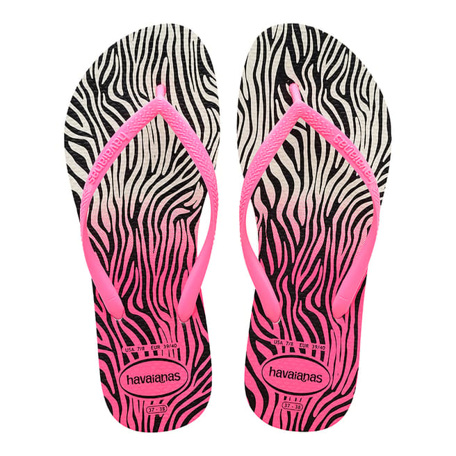 Havaianas Shocking Pink Slim Zebra Print Flip Flop