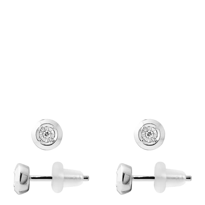 Dyamant Silver Solitaire Diamond Stud Earrings