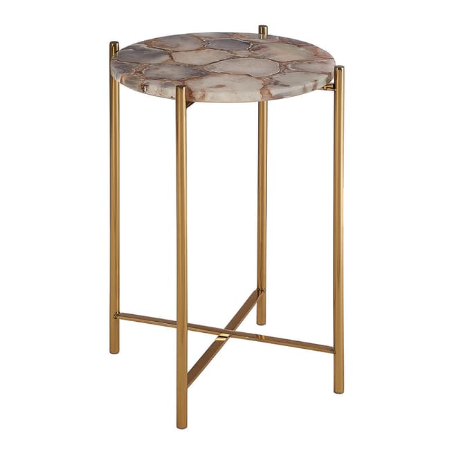 Fifty Five South Vita Side Table, Natural Agate, Gold Finish