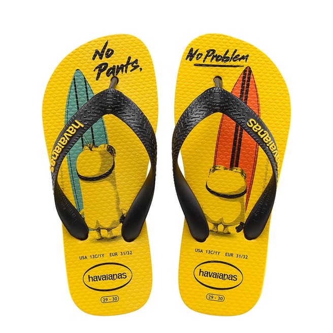 Havaianas Kid's Citrus Yellow/Black Minions Flip Flops