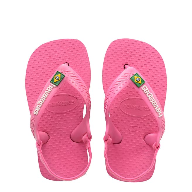 Havaianas Baby Shocking Pink Brasil Logo II Flip Flops