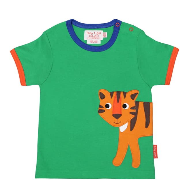 Toby Tiger Blue Organic Tiger Applique T-Shirt
