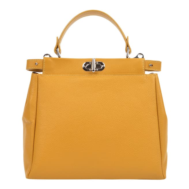 Mangotti Yellow Leather Top Handle Bag