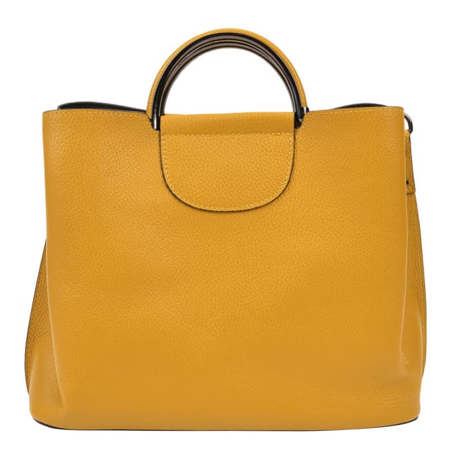 Mangotti Yellow Leather Top Handle Bag