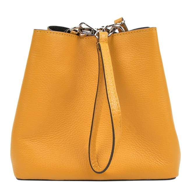 Mangotti Yellow Leather Bucket Bag