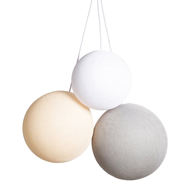 Cotton Ball Lights Set of 3 White/Shell/Stone Big Lamp 31/36/41cm
