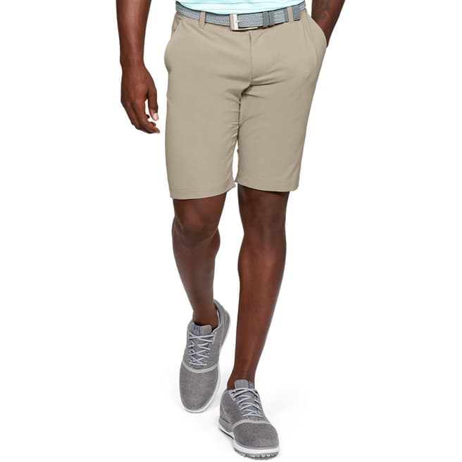 Under Armour Taupe UA Showdown Vented Tapered Shorts