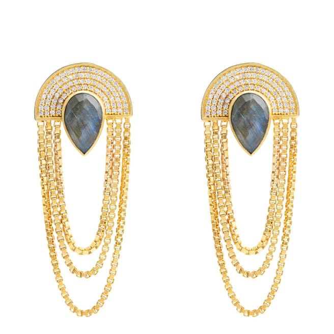 Opuline Gold Hanging Chain Earrings