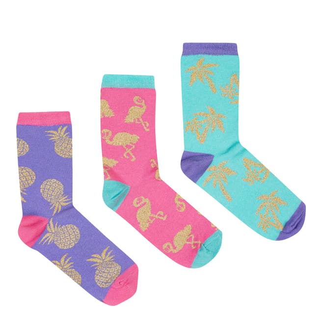 Chelsea Peers Pink/Blue 3 Pack Summer Print Socks