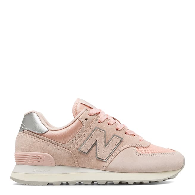 New Balance Pink & Silver 574 Retro Sneakers
