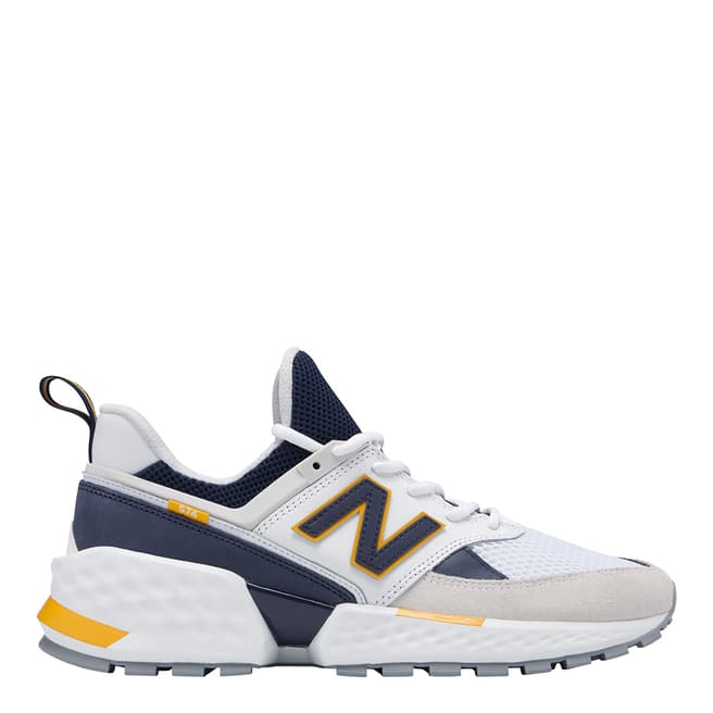 New Balance White & Yellow 574 Sport Sneaker