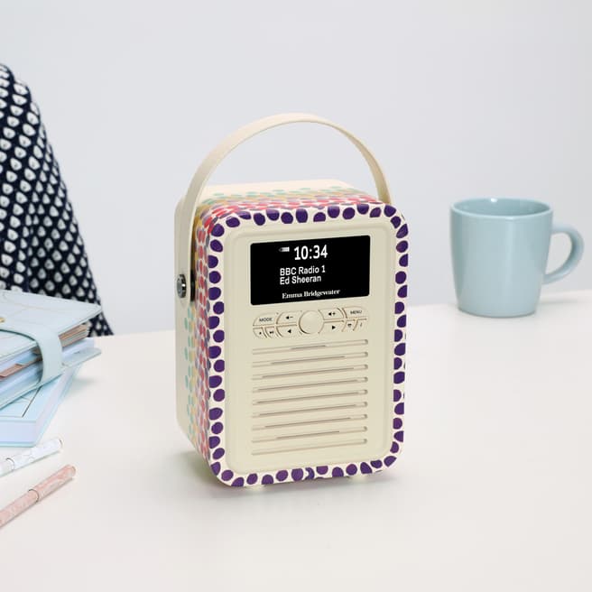 VQ Emma Bridgewater  VQ Retro Mini DAB+ Digital Radio & Bluetooth Speaker - Rainbow Dot