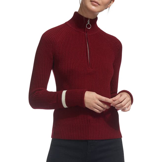 WHISTLES Red Ribbed Wool Jumper