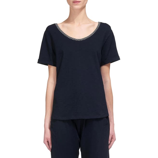 WHISTLES Navy Cut Out Cotton T-shirt