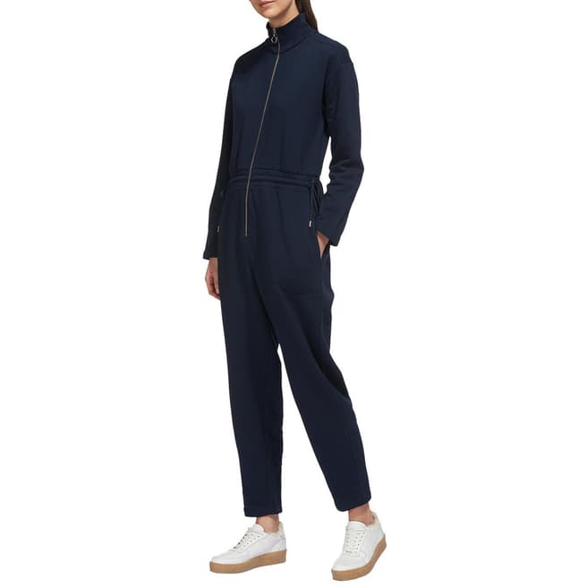 WHISTLES Navy Ring Pull Cotton Jumpsuit