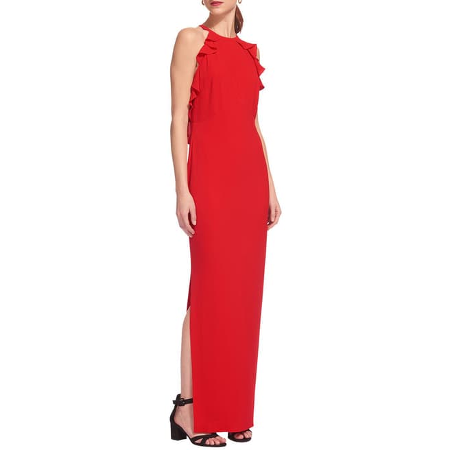 WHISTLES Red Sonia Frill Maxi Dress