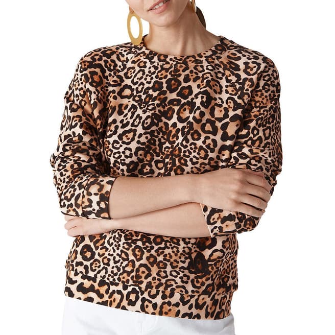 WHISTLES Leopard Print Cotton Sweatshirt