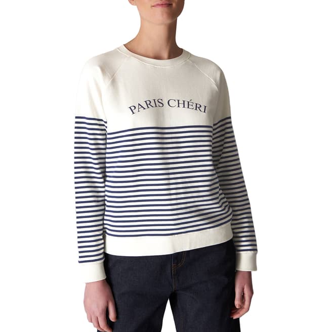 WHISTLES Breton Stripe Paris Sweatshirt