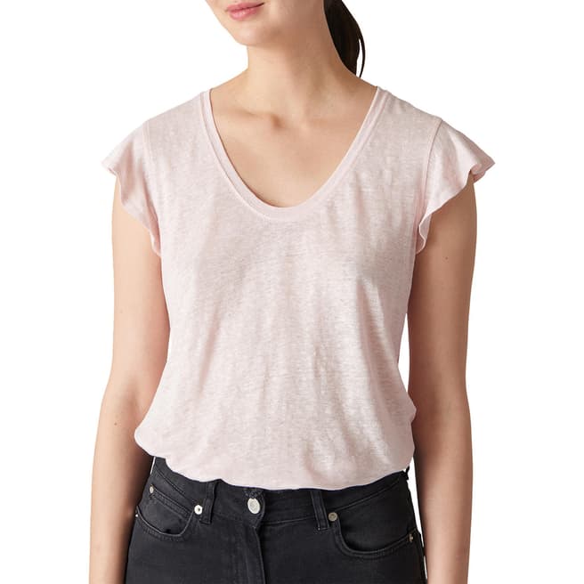 WHISTLES Pale Pink Frill Linen Top