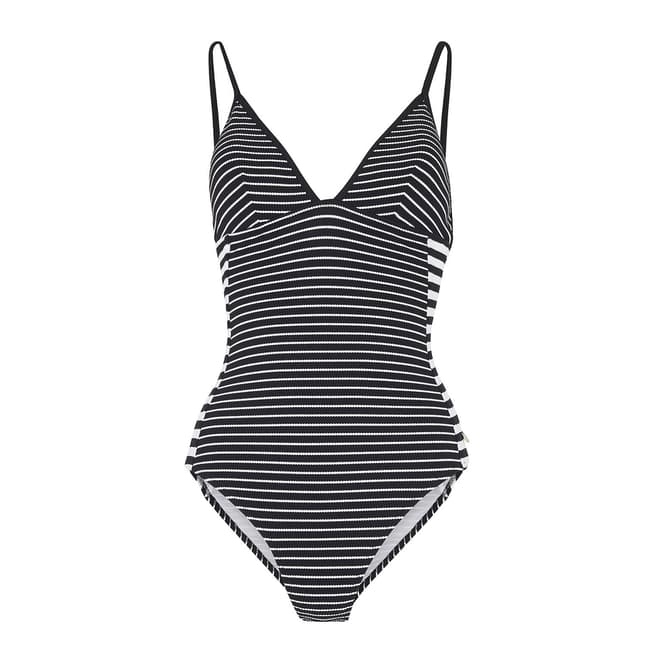 WHISTLES Black/White Santiago Stripe Swimsuit