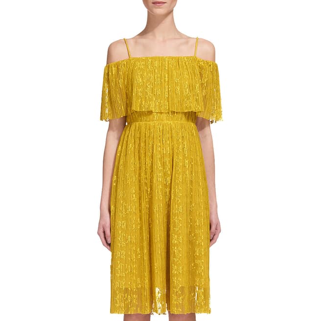 WHISTLES Yellow Off The Shoulder Dress