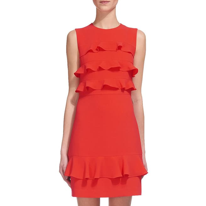 WHISTLES Coral Bea Frill Front Dress