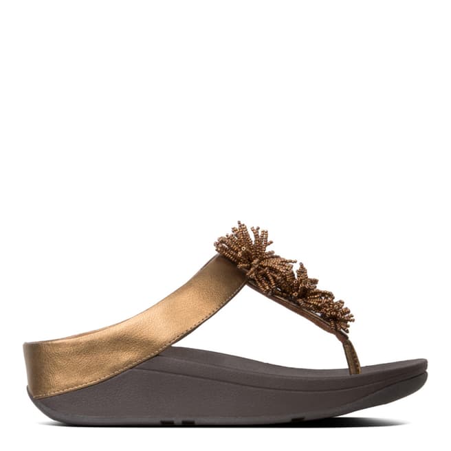FitFlop Gold Fino Bead Pompom Toe Thong