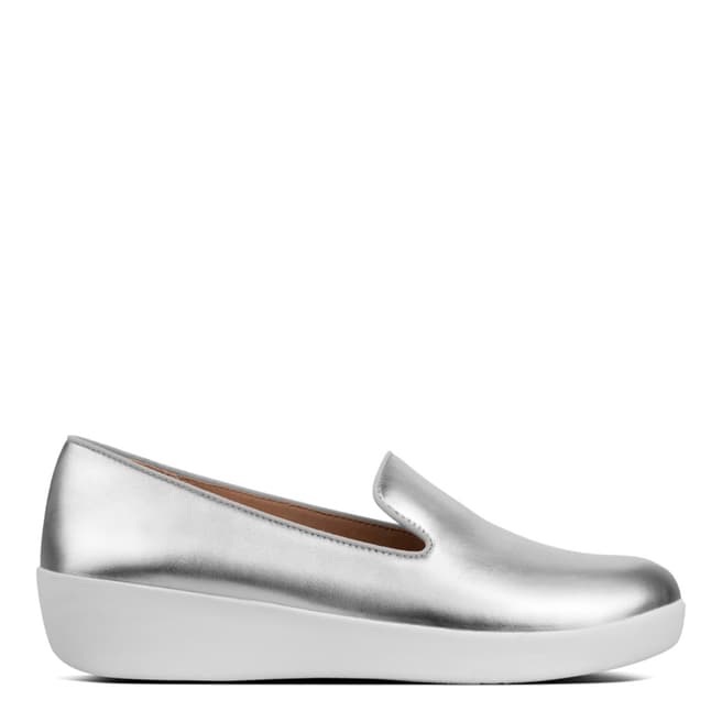 FitFlop Silver Audrey Metallic Smoking Loafer