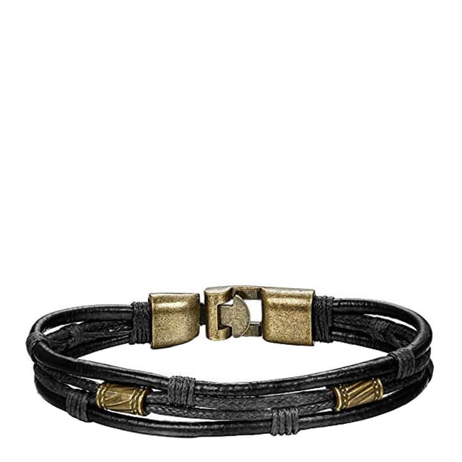 Stephen Oliver Gold Plated/Black Leather Bracelet