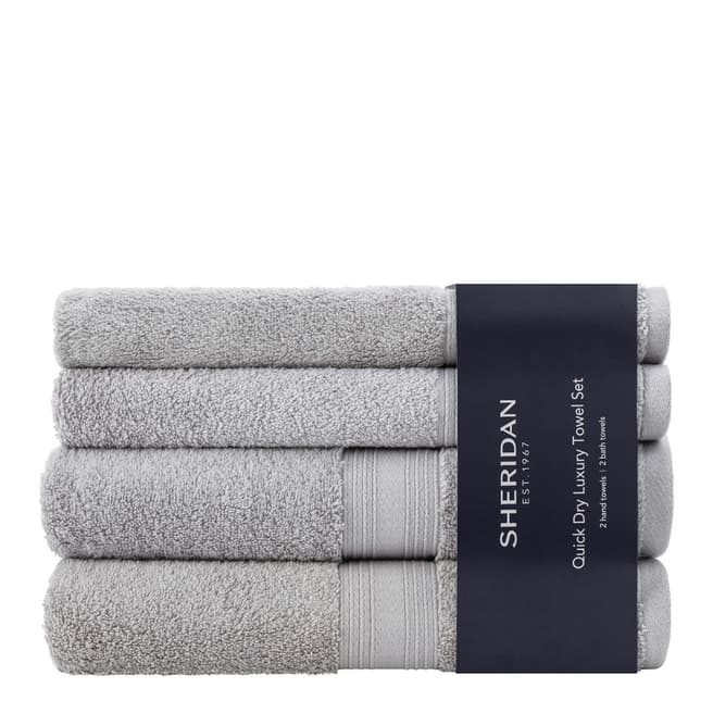 Sheridan Quick Dry Set of 4 Towels, Silver