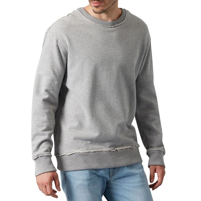 7 For All Mankind Grey Cotton Raw Edge Sweatshirt