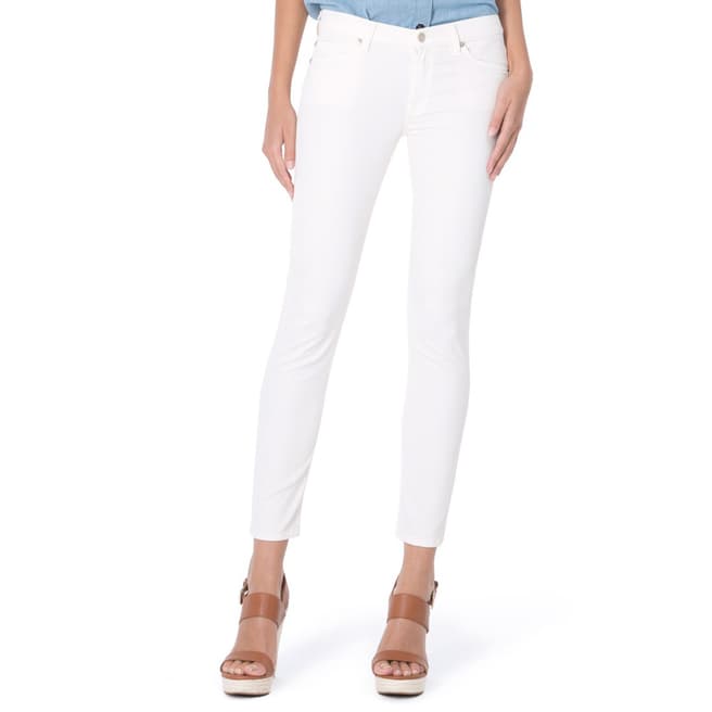 7 For All Mankind White Skinny Crop Riche Stretch Sateen Jeans