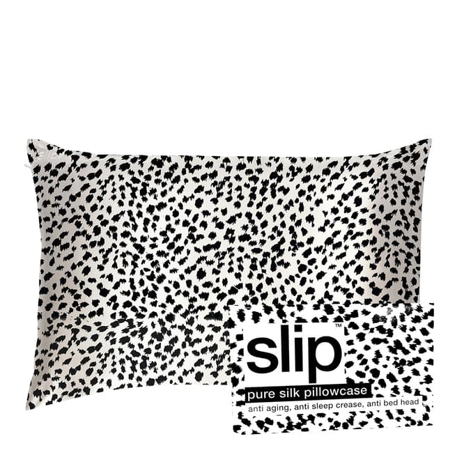 Slip Silk King Pillowcase, Black Snow Leopard