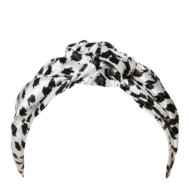 Slip Silk Knot Headband, Black Leopard