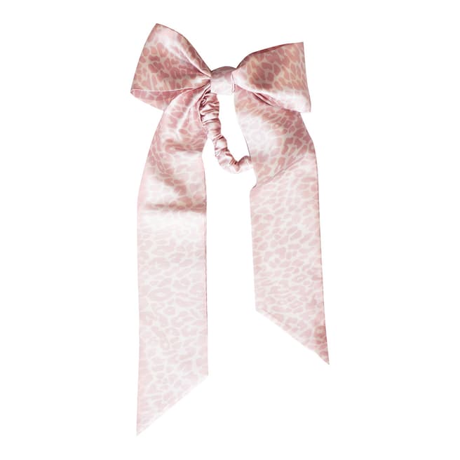 Slip Silk Ribbon & Scrunchie Set, Pink Snow Leopard