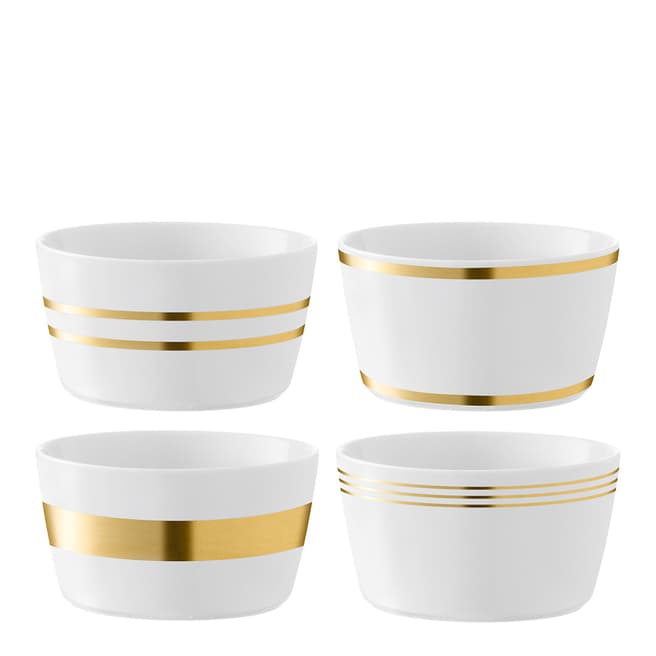LSA Set of 4 Assorted Gold Deco Bowls, 13cm