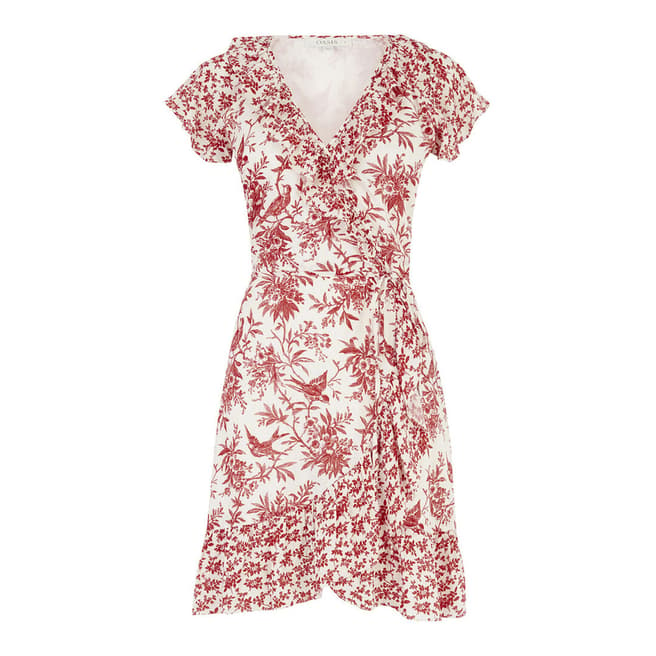 Oasis Red/White Polin Ruffle Dress