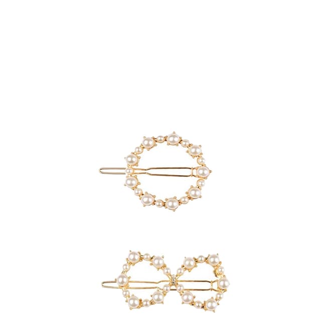White label by Liv Oliver Multi Gold Plated Infinity and Eternity Barrettes Set of 2