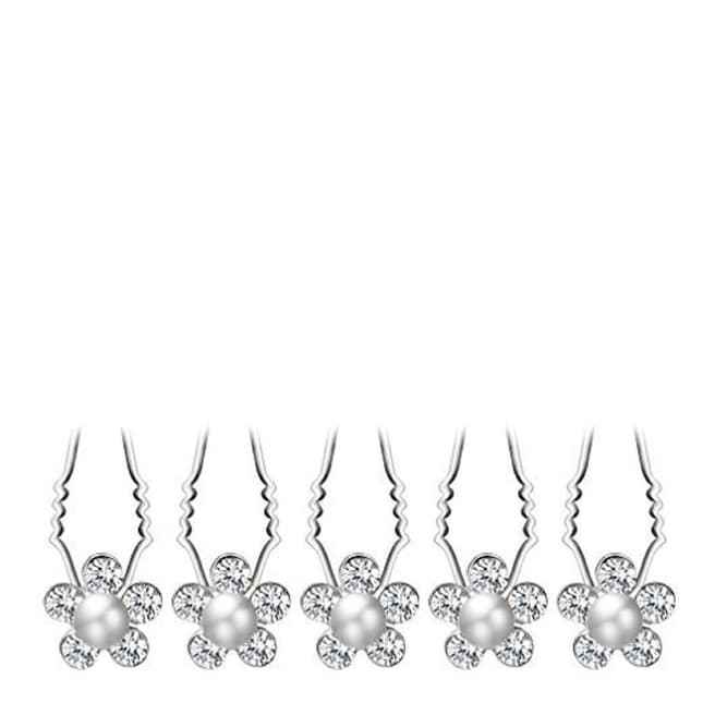 White label by Liv Oliver Pearl and Crystal Hair Pins Set of 5
