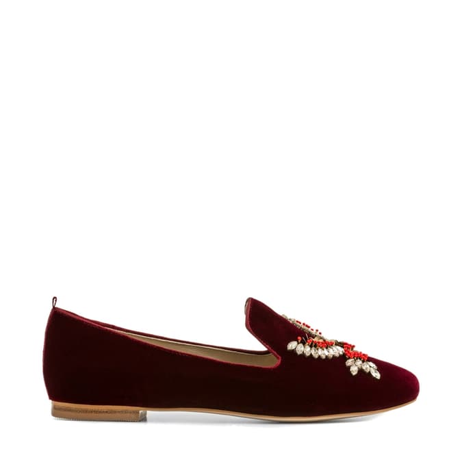 Boden Burgundy Lucy Embellished Slippers