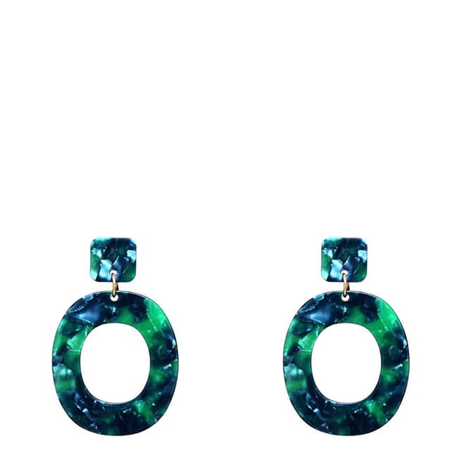 Chloe Collection by Liv Oliver Green Shell Boho Statement Earrings