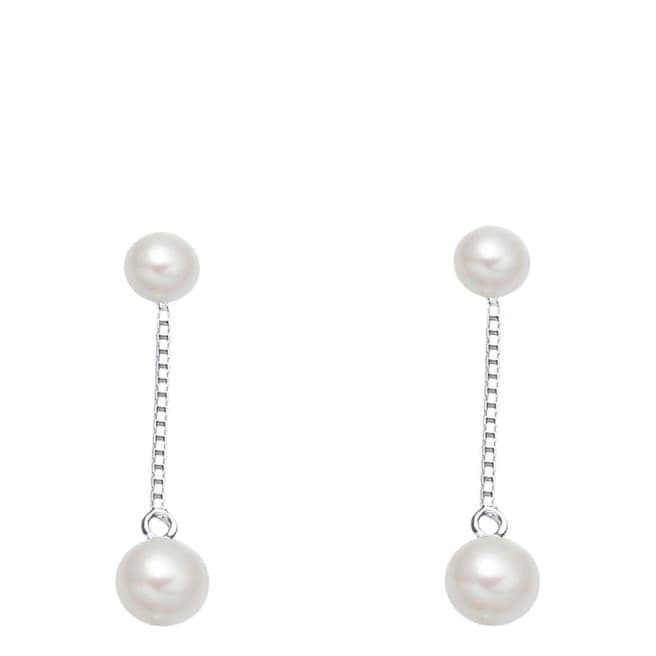 Liv Oliver Sterling Silver Double Pearl Drop Earrings