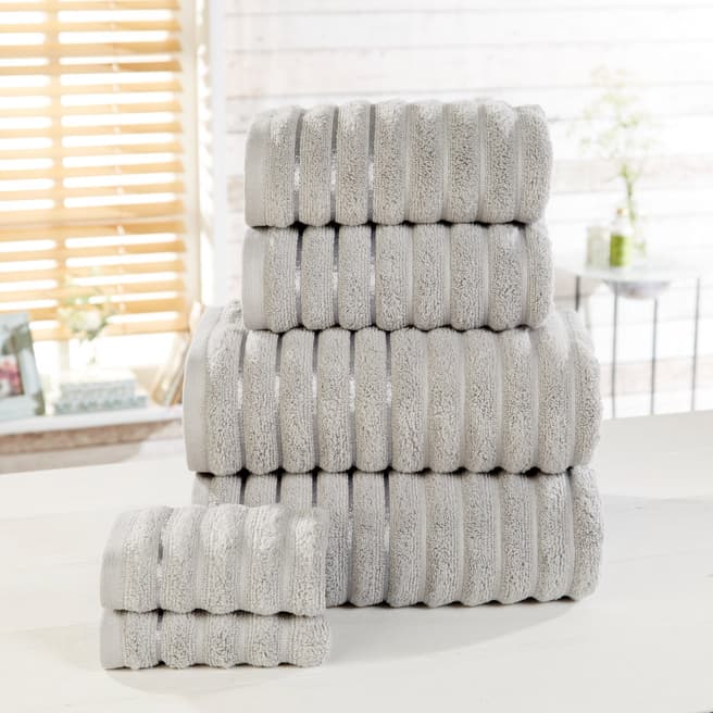 Rapport Ribbed Set of 6 Towels, Silver