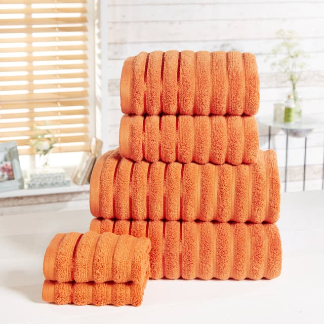Rapport Ribbed Set of 6 Towels, Spice