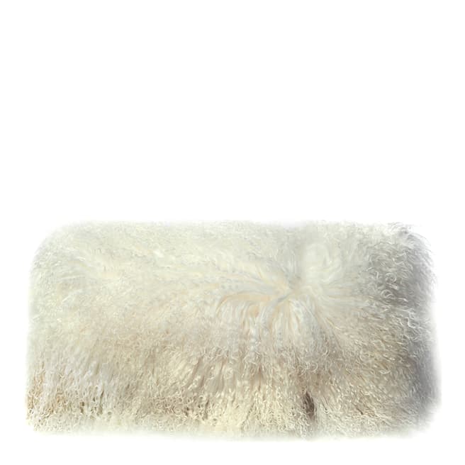 AUSKIN Tibetan Longwool Cushion 28x56cm, Velvet Ivory