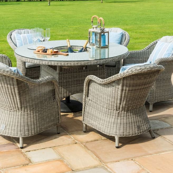 Maze Oxford 6 Seat Round Dining Set with Heritage Chairs, Ice Bucket & Lazy Susan