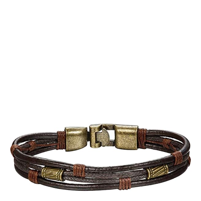 Stephen Oliver Gold / Brown Leather Bracelet